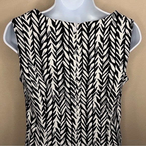 SIZE 10 RONNI NICOLE BLACK WHITE SHEATH DRESS HERRINGBONE PRINT  SLEEVELESS - Picture 7 of 12